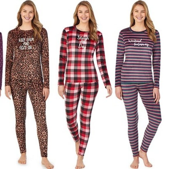 Cuddl Duds Womens Purple Striped Long Sleeve Cozy Pajamas 2 Pc Sets Sz M New - Picture 7 of 9